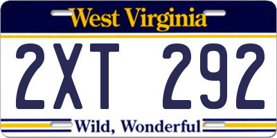 WV license plate 2XT292