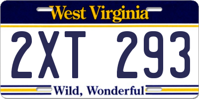 WV license plate 2XT293