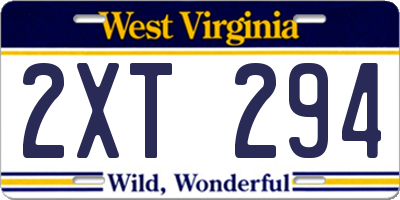 WV license plate 2XT294