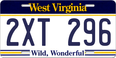 WV license plate 2XT296