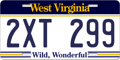 WV license plate 2XT299