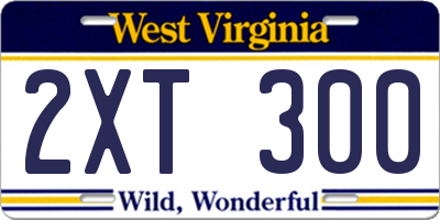 WV license plate 2XT300