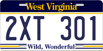 WV license plate 2XT301