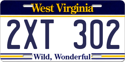 WV license plate 2XT302