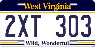 WV license plate 2XT303