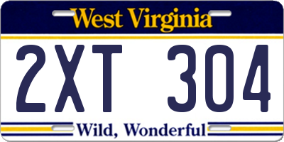 WV license plate 2XT304