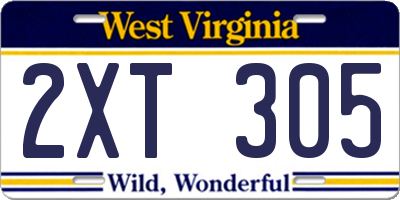 WV license plate 2XT305