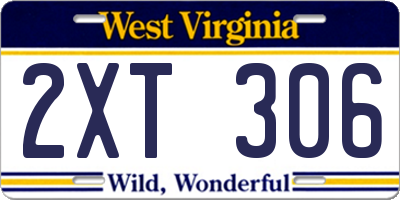 WV license plate 2XT306