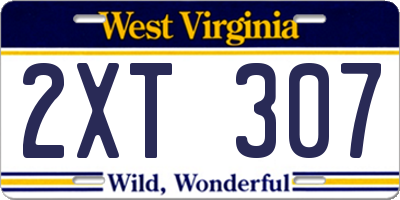 WV license plate 2XT307