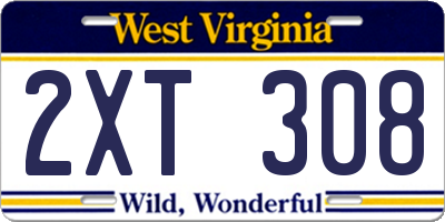 WV license plate 2XT308