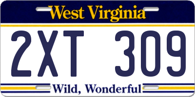 WV license plate 2XT309