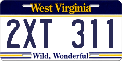WV license plate 2XT311