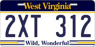 WV license plate 2XT312