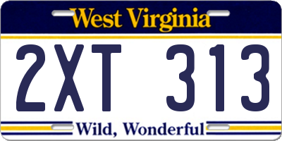WV license plate 2XT313