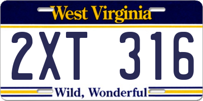 WV license plate 2XT316