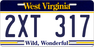 WV license plate 2XT317