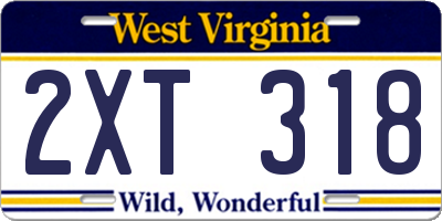 WV license plate 2XT318