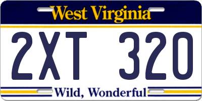 WV license plate 2XT320