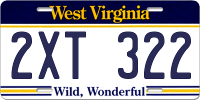WV license plate 2XT322