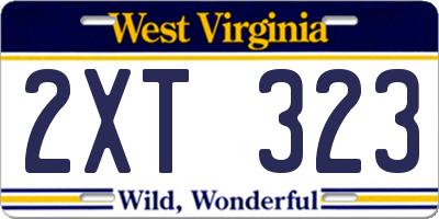 WV license plate 2XT323