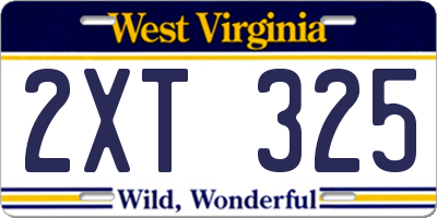 WV license plate 2XT325