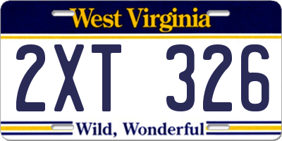 WV license plate 2XT326