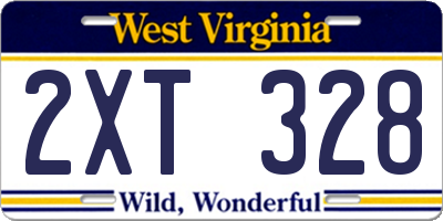 WV license plate 2XT328