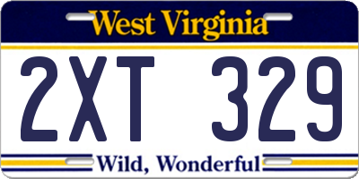 WV license plate 2XT329