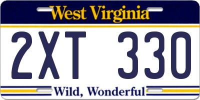 WV license plate 2XT330