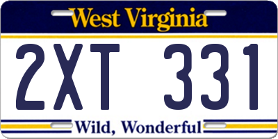WV license plate 2XT331
