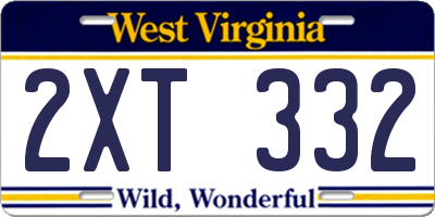 WV license plate 2XT332