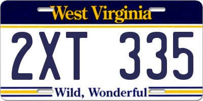 WV license plate 2XT335