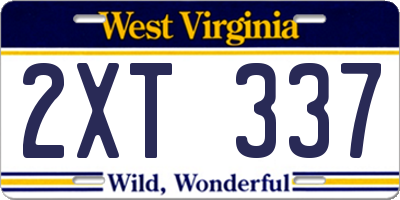 WV license plate 2XT337