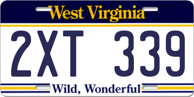 WV license plate 2XT339