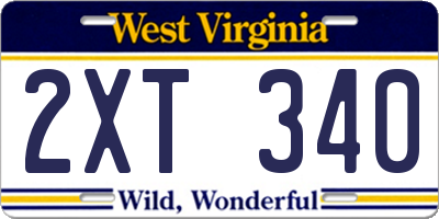 WV license plate 2XT340