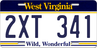 WV license plate 2XT341