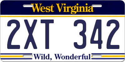 WV license plate 2XT342