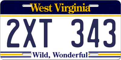WV license plate 2XT343
