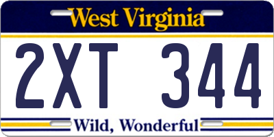 WV license plate 2XT344