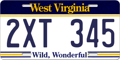 WV license plate 2XT345