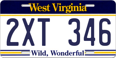 WV license plate 2XT346