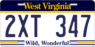 WV license plate 2XT347