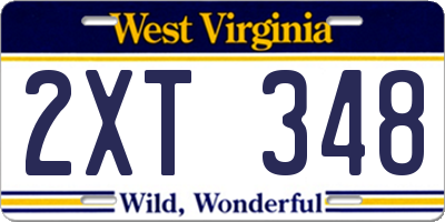 WV license plate 2XT348