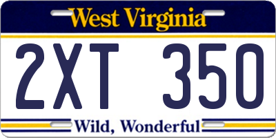 WV license plate 2XT350