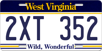 WV license plate 2XT352