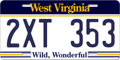 WV license plate 2XT353