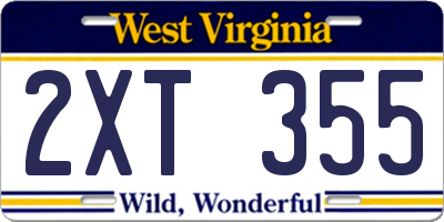 WV license plate 2XT355