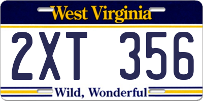 WV license plate 2XT356