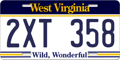 WV license plate 2XT358