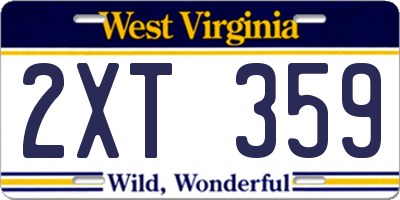 WV license plate 2XT359